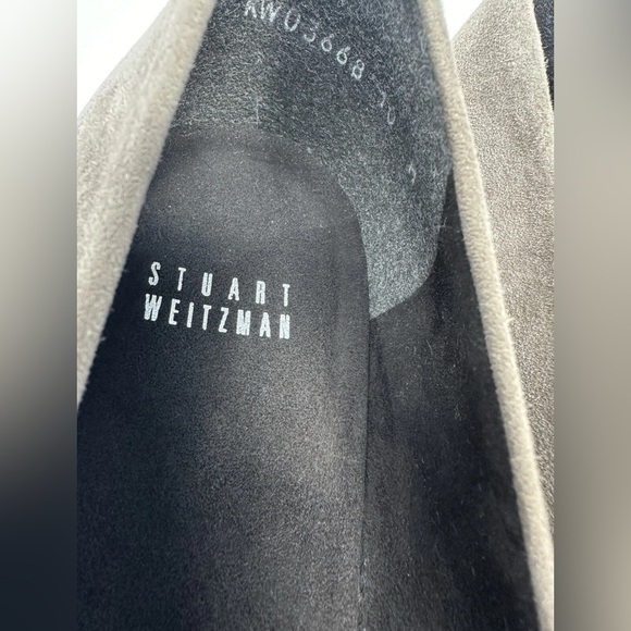 Stuart Weitzman Brown Taupe Suede Slip On Wedge Heels Buckle Womens 10 - Picture 8 of 13